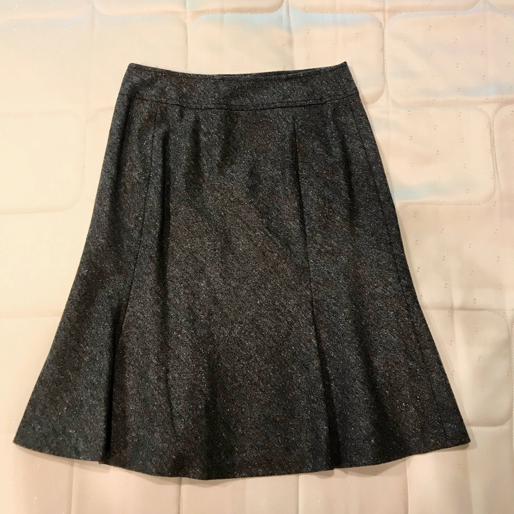 Ann Taylor Dark Grey A Line Flare Skirt